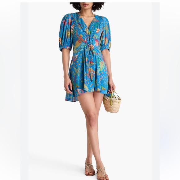 Farm Rio / Ocean Stories Mini Dress / Boho Floral Mini Dress XS - Picture 3 of 8